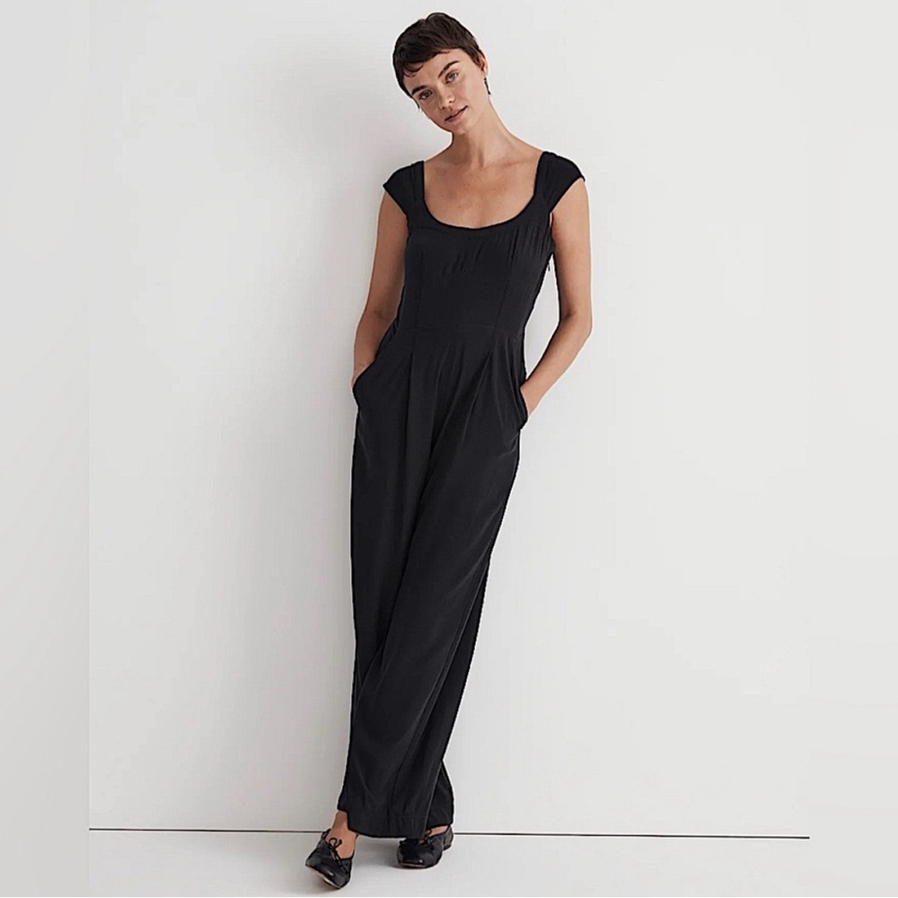 NWOT Madewell Cap-Sleeve Crop Wide-Leg Jumpsuit